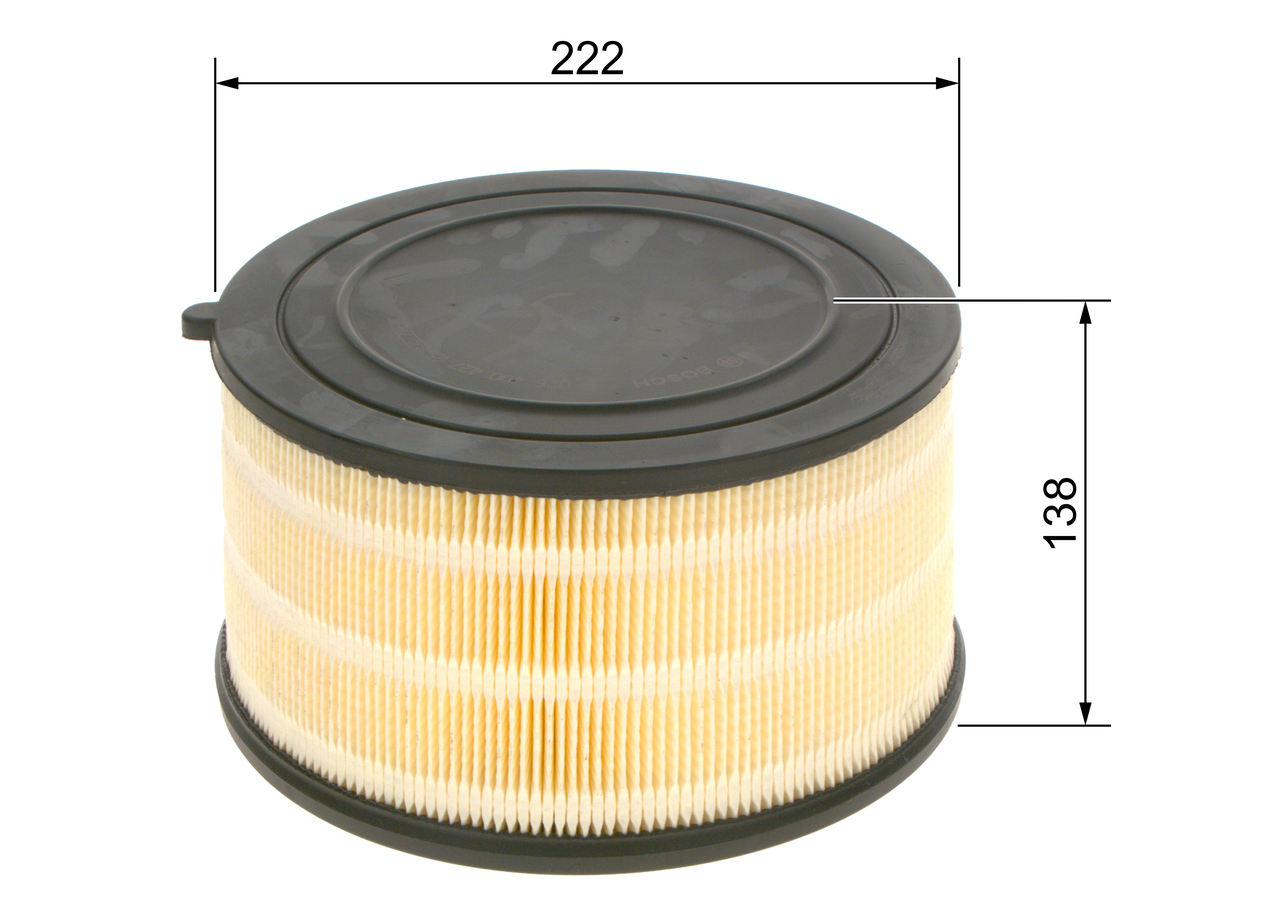 BOSCH Luftfilter f026400427 Filterindsats outer_diameter_mm_497|Yderdiameter [mm]|222 height_mm_209|Højde [mm]|138,3 138,3mm for FORD MAZDA