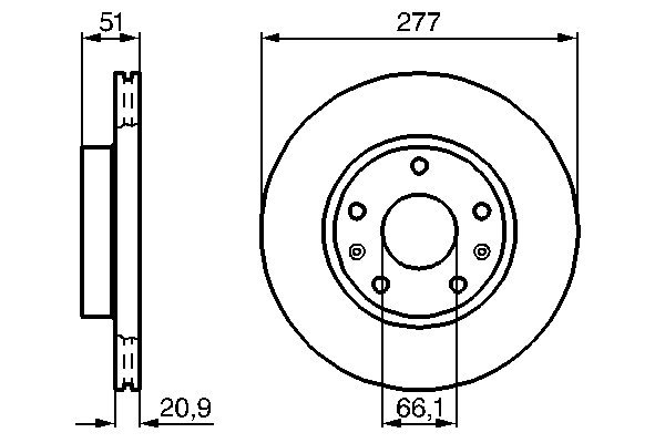 BOSCH Bremseskive 0986478992 indvendig ventileret 277mm 21mm for ROVER