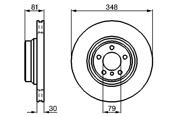 BOSCH Bremseskive 0986479003 ventileret 348mm 30mm for BMW