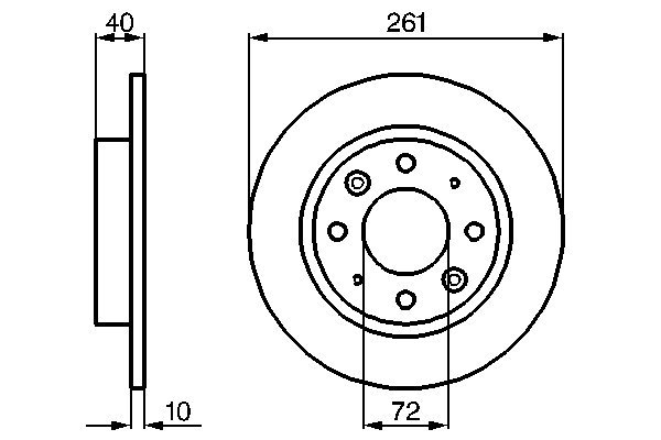 BOSCH Bremseskive 0986479018 fuld 261mm 10mm for KIA