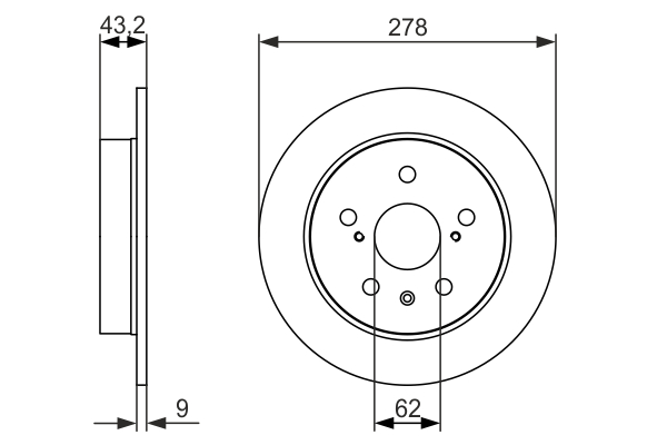 BOSCH Bremseskive 0986479047 fuld 278mm 9mm for FIAT SUZUKI