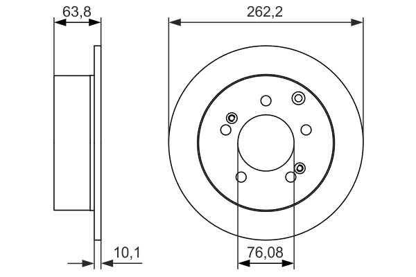BOSCH Bremseskive 0986479061 fuld 262mm 10mm for KIA