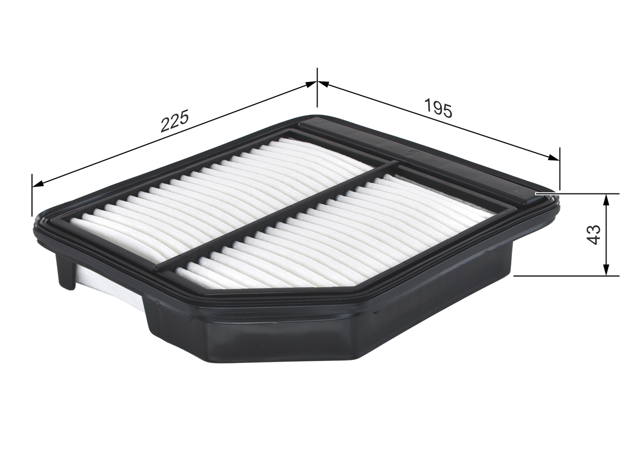 BOSCH Luftfilter f026400472 Filterindsats length_mm_203|Længde [mm]|225 width_mm_206|Bredde [mm]|195 height_mm_209|Højde [mm]|44 replaced_by_10017|Ers