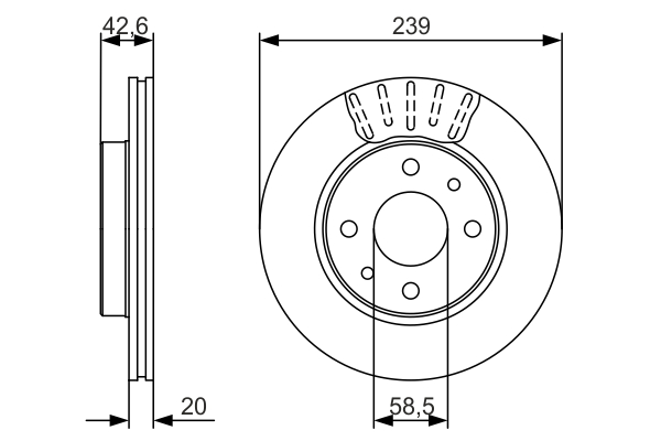 BOSCH Bremseskive 0986479082 ventileret 239mm 20mm for LADA