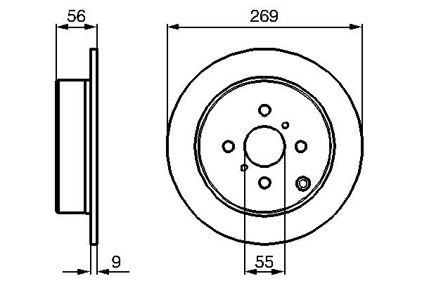 BOSCH Bremseskive 0986479b71 fuld 269mm 9mm for TOYOTA DONGFENG (DFAC) LIFAN