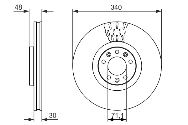 BOSCH Bremseskive 0986479092 ventileret 340mm 30mm for PEUGEOT