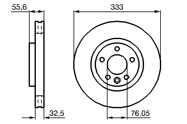 BOSCH Bremseskive 0986479096 ventileret 333mm 32mm for VW