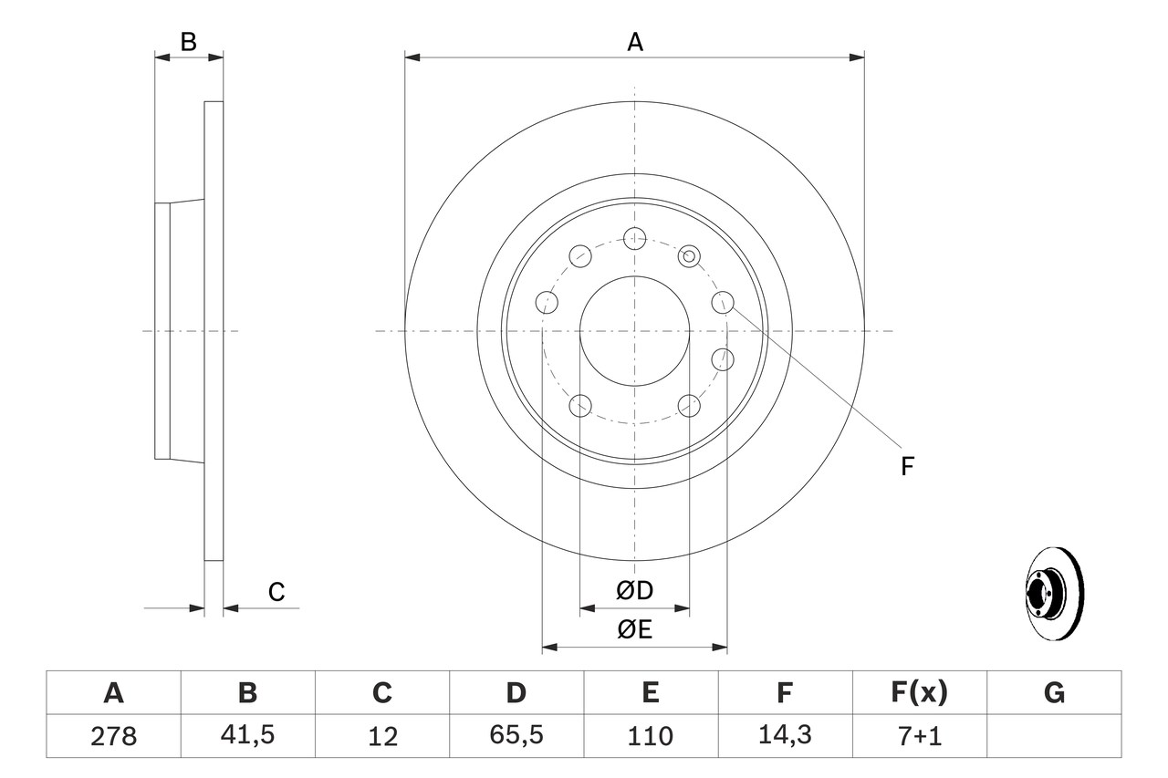 BOSCH Bremseskive 0986479b74 fuld 278mm 12mm for CADILLAC SAAB FIAT VAUXHALL