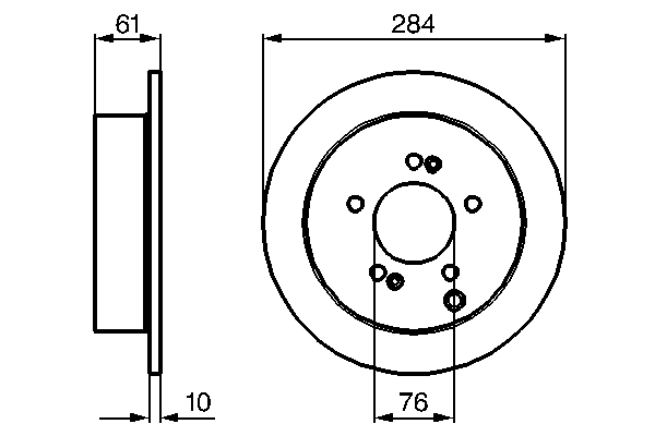 BOSCH Bremseskive 0986479c61 fuld 284mm 10mm for KIA