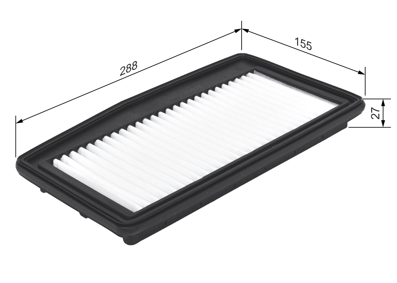BOSCH Luftfilter f026400512 Filterindsats length_mm_203|Længde [mm]|288 length_1_mm_814|Længde 1 [mm]|158 width_mm_206|Bredde [mm]|155 width_1_mm_818|