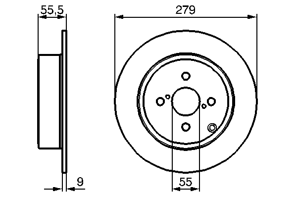 BOSCH Bremseskive 0986479149 fuld 279mm 9mm for TOYOTA