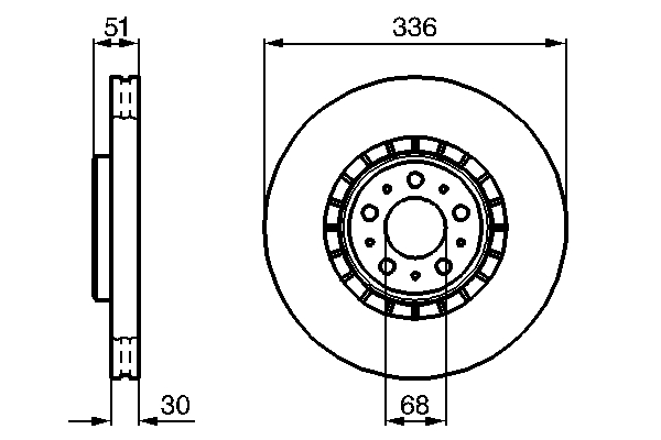 BOSCH Bremseskive 0986479202 ventileret 336mm 30mm for VOLVO