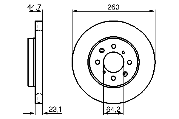 BOSCH Bremseskive 0986479226 ventileret 260mm 23mm for HONDA