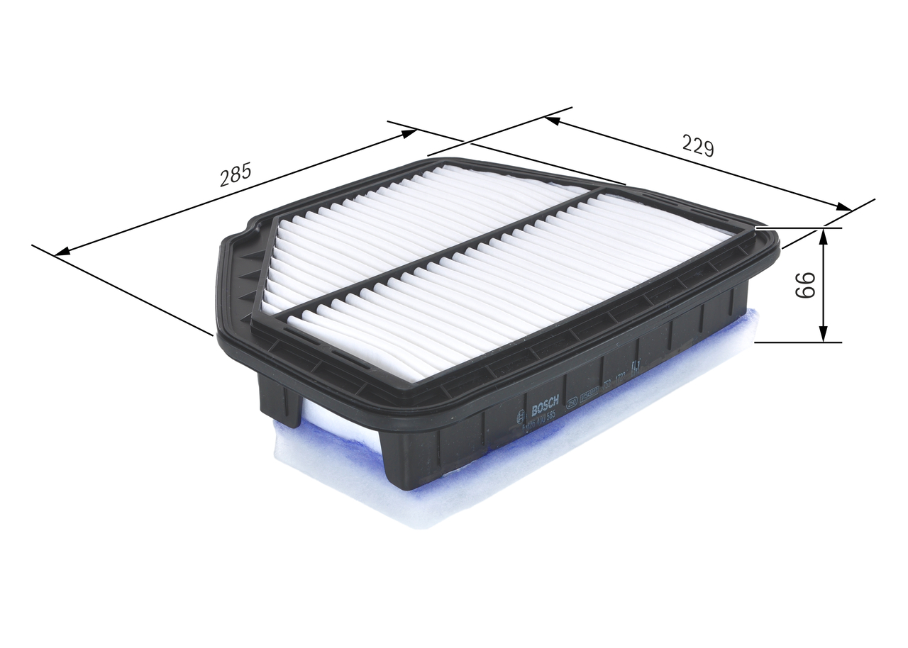BOSCH Luftfilter f026400585 Filterindsats length_mm_203|Længde [mm]|285 width_mm_206|Bredde [mm]|229 height_mm_209|Højde [mm]|66 66mm for GMC OPEL CH