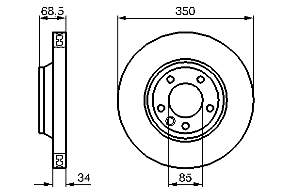 BOSCH Bremseskive 0986479249 ventileret 350mm 34mm for VW PORSCHE
