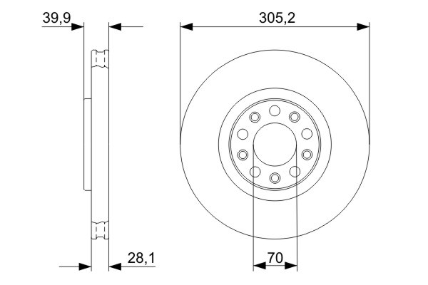 BOSCH Bremseskive 0986479291 ventileret 305mm 28mm for LANCIA FIAT JEEP