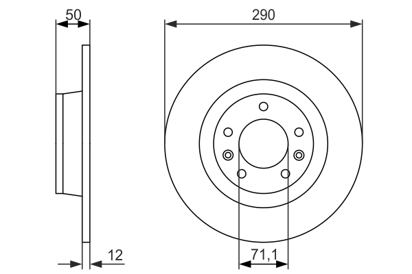 BOSCH Bremseskive 0986479311 fuld 290mm 12mm for PEUGEOT