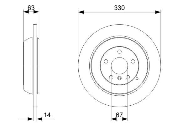 BOSCH Bremseskive 0986479330 fuld 330mm 14mm for MERCEDES-BENZ