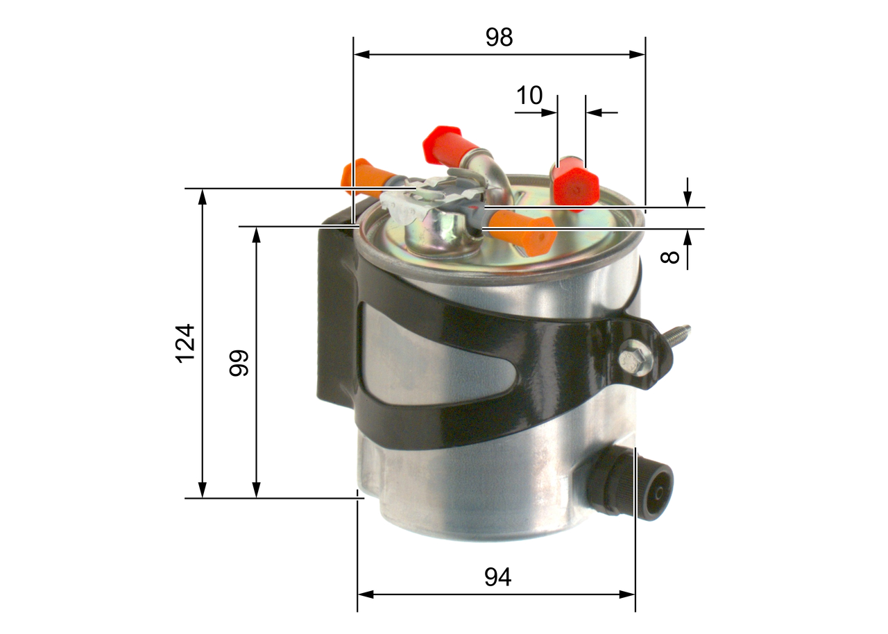 BOSCH Brændstof-filter f026402016 uden tilslutning til vandsensor diameter_mm_200|Diameter [mm]|93,5 height_mm_209|Højde [mm]|124 inlet__mm_916|Indgan