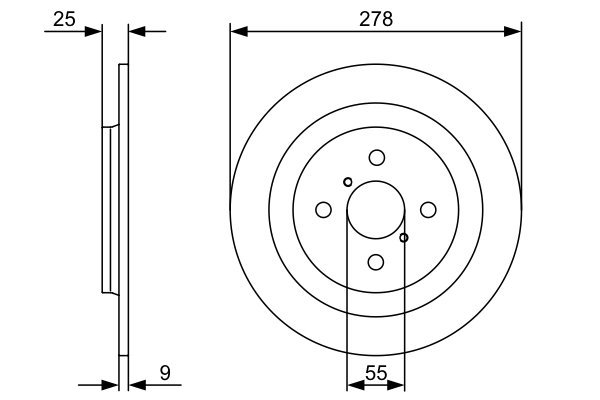 BOSCH Bremseskive 0986479c05 fuld 278mm 9mm for TOYOTA