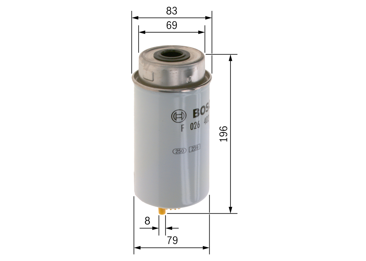 BOSCH Brændstof-filter F 026 402 040 Påskruet 198mm for FORD RENAULT