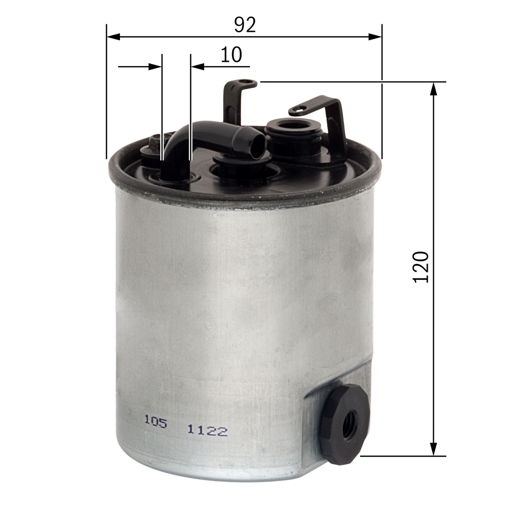 BOSCH Brændstof-filter f026402044 Lednings 120mm for MERCEDES-BENZ