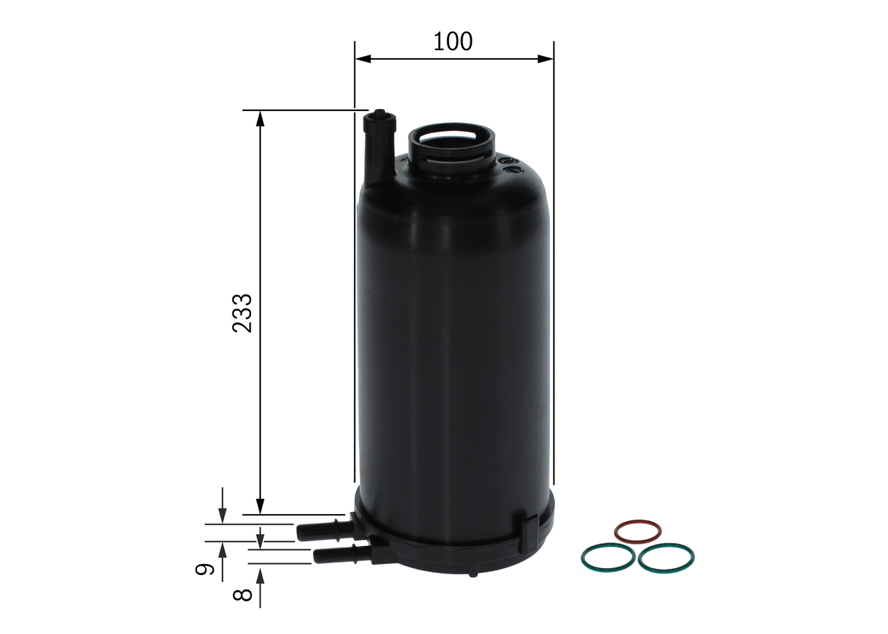 BOSCH Brændstof-filter f026402045 Lednings 233mm for IVECO MITSUBISHI RENAULT
