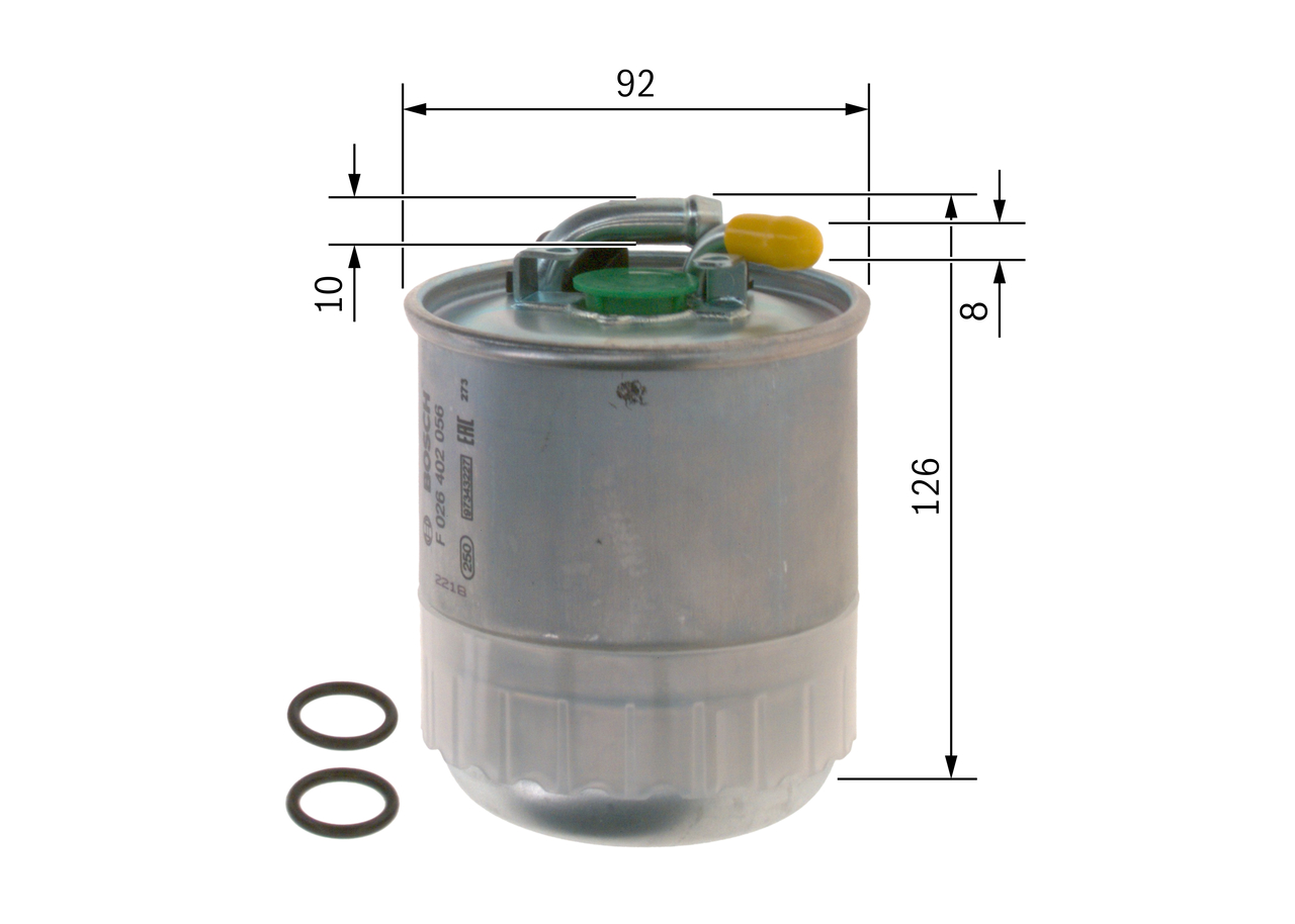 BOSCH Brændstof-filter F 026 402 056 Lednings 126mm for JEEP CHRYSLER DODGE MERCEDES-BENZ