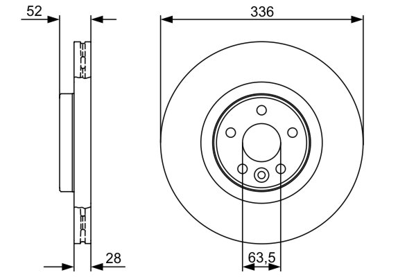 BOSCH Bremseskive 0986479395 ventileret 336mm 28mm for VOLVO