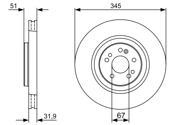 BOSCH Bremseskive 0986479405 ventileret 345mm 32mm for MERCEDES-BENZ