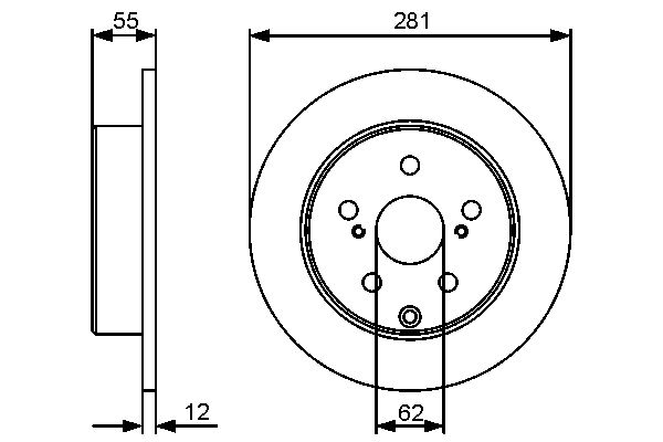 BOSCH Bremseskive 0986479419 fuld 281mm 12mm for TOYOTA