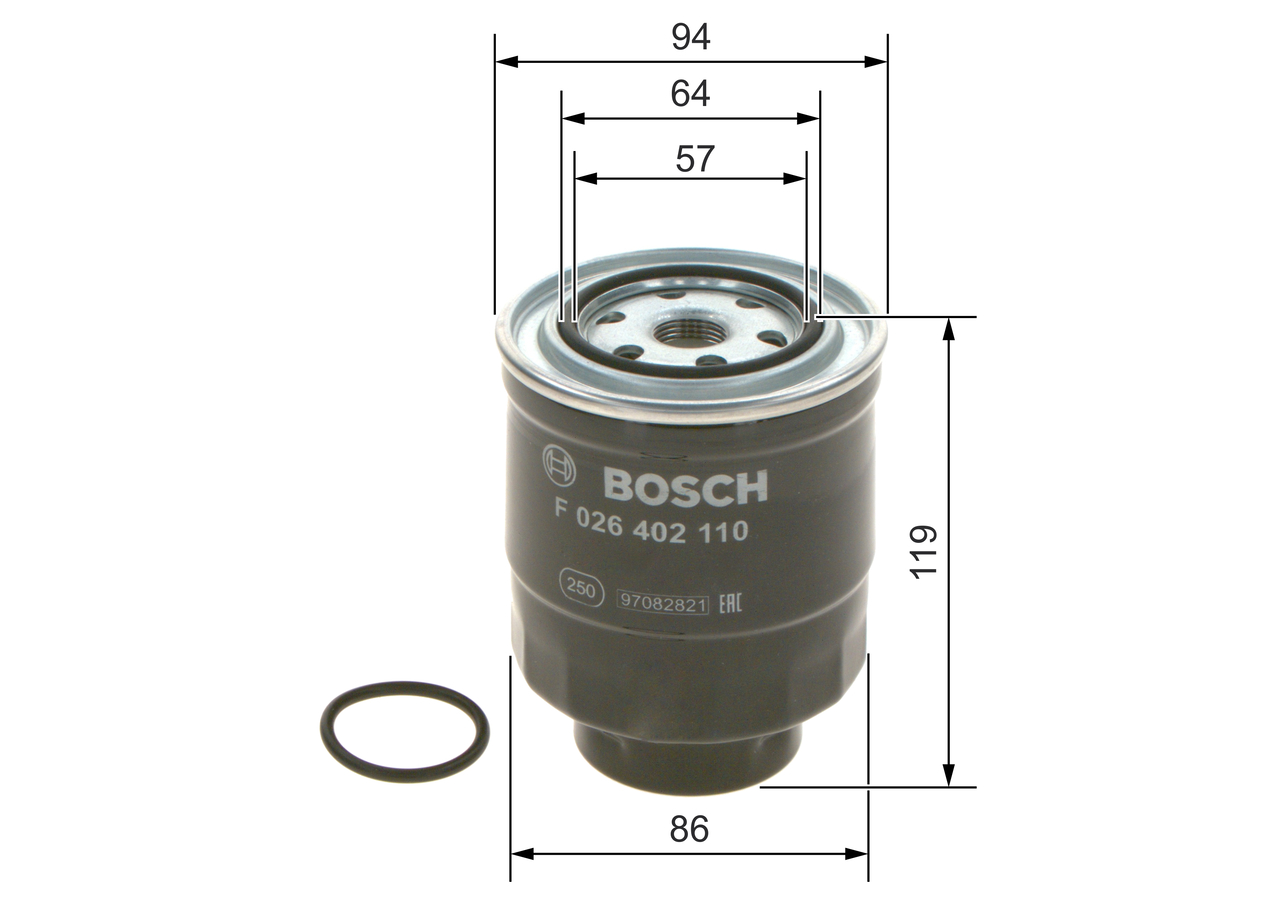 BOSCH Brændstof-filter f026402110 Påskruet 119,5mm for TOYOTA