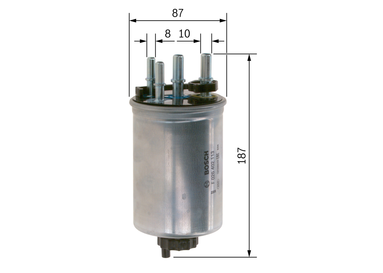 BOSCH Brændstof-filter f026402113 Lednings 187mm for LAND ROVER