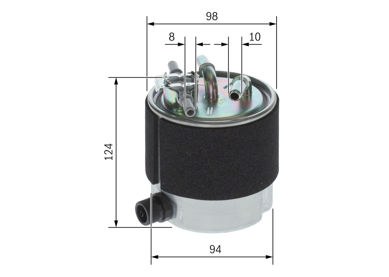 BOSCH Brændstof-filter f026402125 Lednings 124mm for NISSAN RENAULT