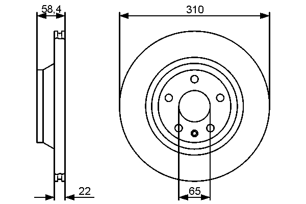 BOSCH Bremseskive 0986479466 ventileret 310mm 22mm for VW