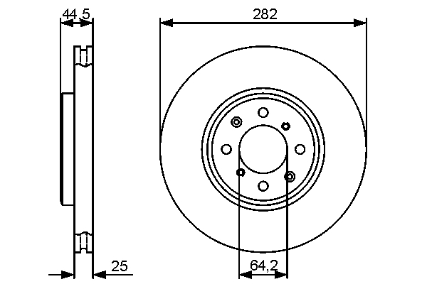 BOSCH Bremseskive 0986479476 ventileret 282mm 25mm for MEGA