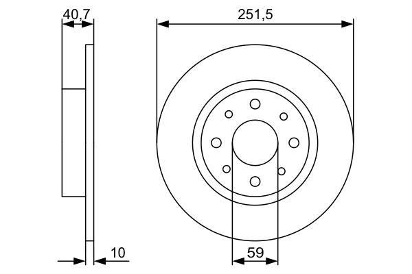 BOSCH Bremseskive 0986479c83 fuld 251mm 10mm for FIAT LANCIA