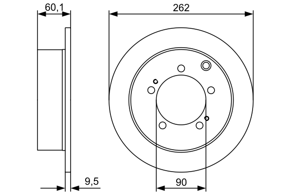 BOSCH Bremseskive 0986479512 fuld 262mm 10mm for MITSUBISHI