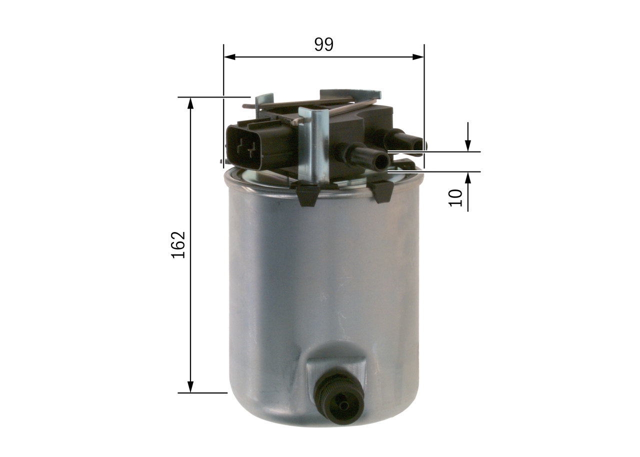BOSCH Brændstof-filter f026402201 med vandsensor diameter_mm_200|Diameter [mm]|99 height_mm_209|Højde [mm]|161,5 inlet__mm_916|Indgangs-Ø [mm]|10 outl