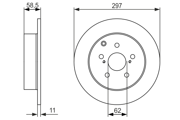 BOSCH Bremseskive 0986479574 fuld 297mm 11mm for TOYOTA