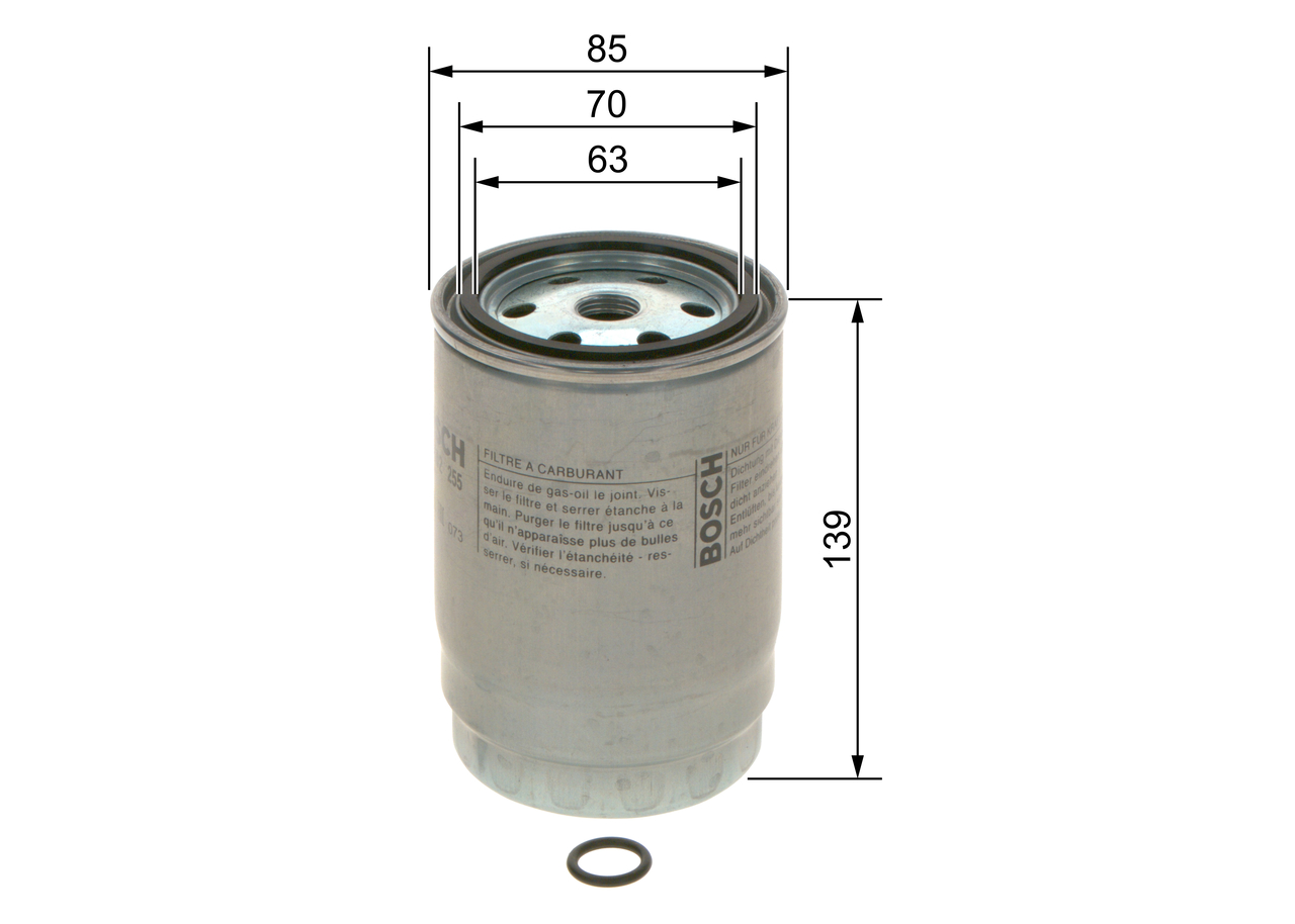BOSCH Brændstof-filter f026402255 Påskruet 139mm for HYUNDAI