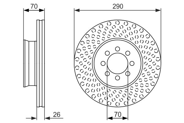 BOSCH Bremseskive 0986479602 ventileret 290mm 26mm for MERCEDES-BENZ