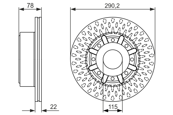 BOSCH Bremseskive 0986479610 ventileret 290mm 22mm for RENAULT