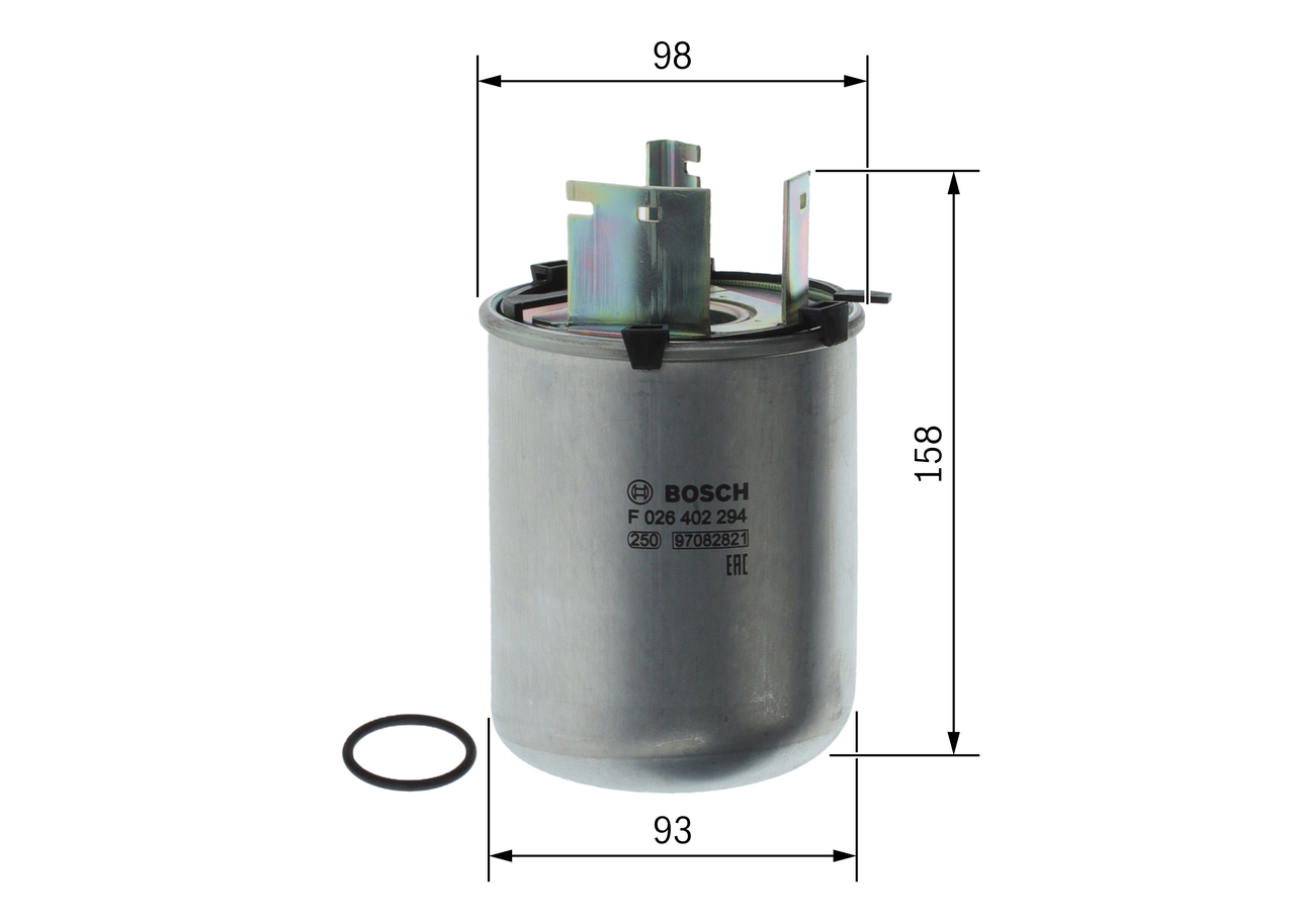 BOSCH Brændstof-filter F 026 402 294 uden filterwarme diameter_mm_200|Diameter [mm]|93 outer_diameter_1_mm_978|Yderdiameter 1 [mm]|112 height_mm_209|H