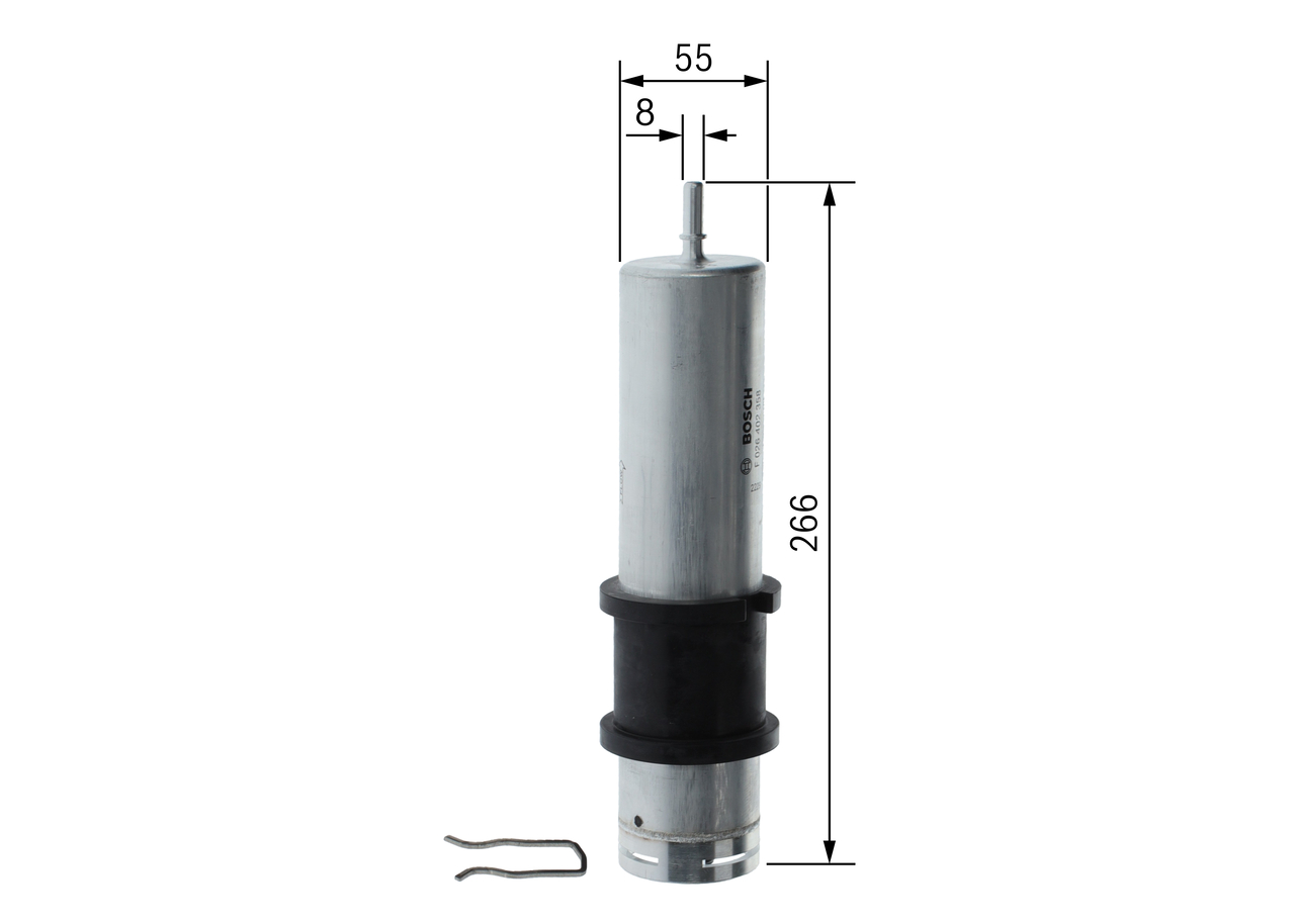 BOSCH Brændstof-filter F 026 402 358 Lednings 266mm for BMW
