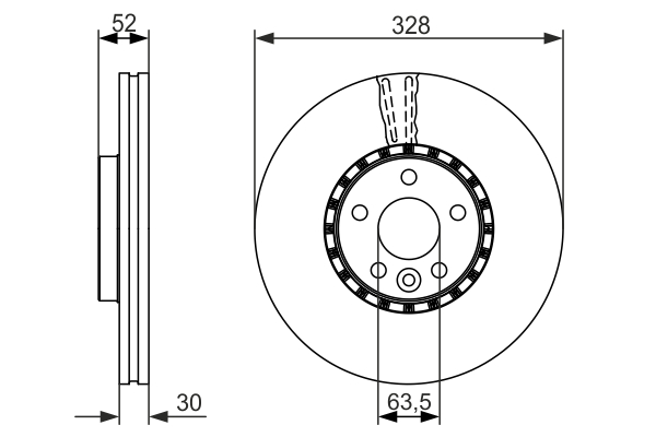 BOSCH Bremseskive 0986479621 ventileret 328mm 30mm for VOLVO