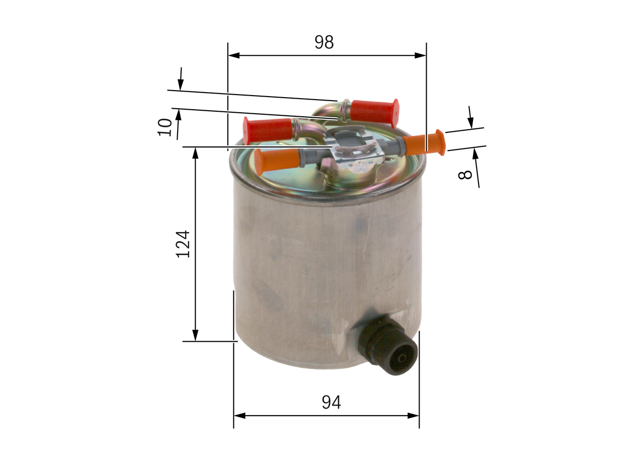 BOSCH Brændstof-filter f026402742 Lednings 124mm for RENAULT NISSAN
