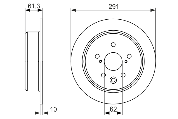 BOSCH Bremseskive 0986479657 fuld 291mm 10mm for LEXUS TOYOTA