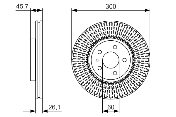 BOSCH Bremseskive 0986479666 ventileret 300mm 26mm for VAUXHALL