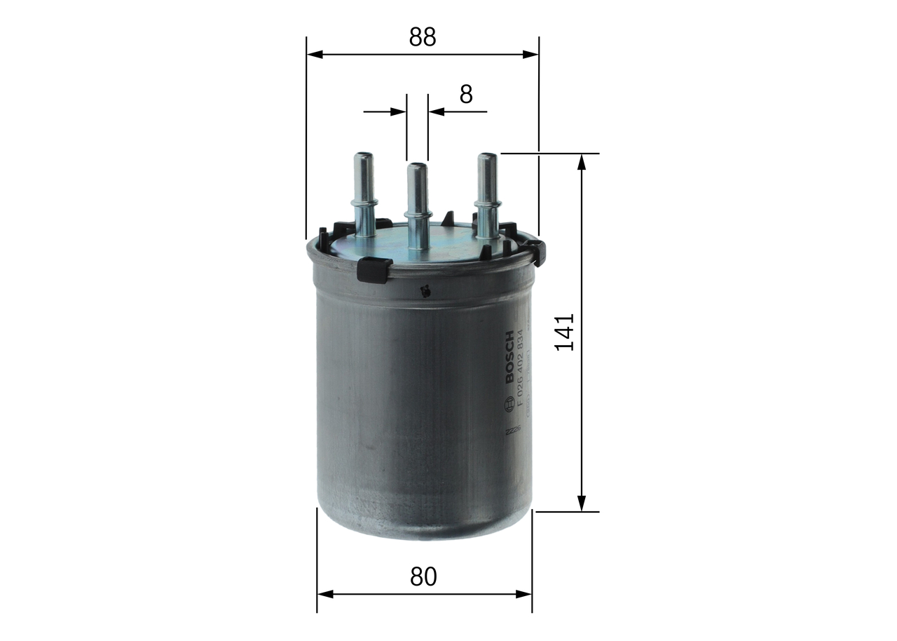 BOSCH Brændstof-filter f026402834 Lednings 141mm for VW